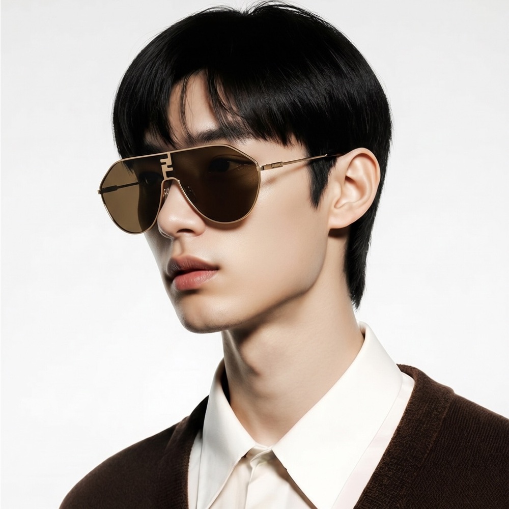 NEW Fendi FE40080U 30E Aviator Sunglasses – Gold / Brown 65mm – 100% Authentic